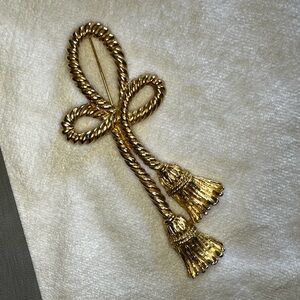 Vintage Givenchy Gold Rope Tassel Brooch